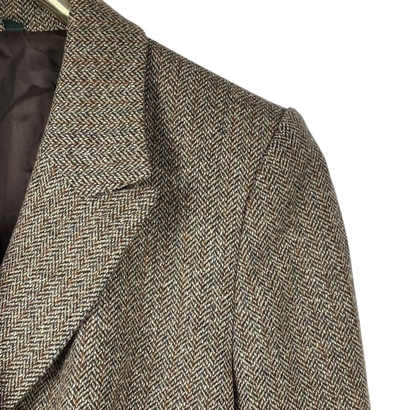 LAURA ASHLEY BRITISH TWEED BROWN DOUBLE BREASTED WOOL BLAZER JACKET - Picture 10 of 14